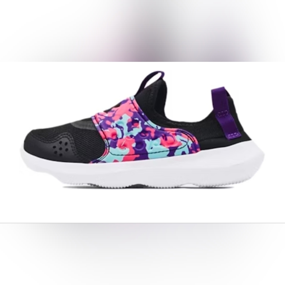 NWOB (Youth) Under Armour Runplay Camo 'Black White Purple' Size 4